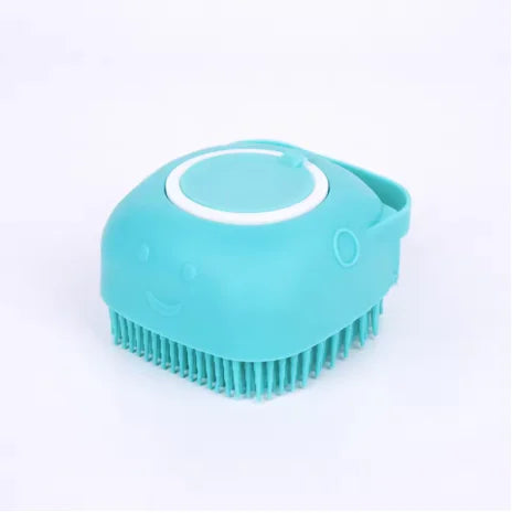 Pet Bath and Massage Brush with Shampoo Storage Silicone.