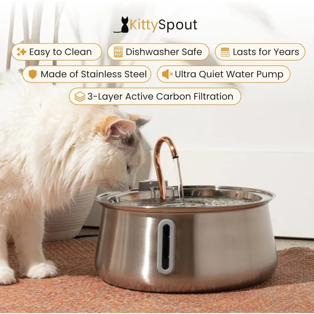 4L Stainless Steel Cat Water Fountain.