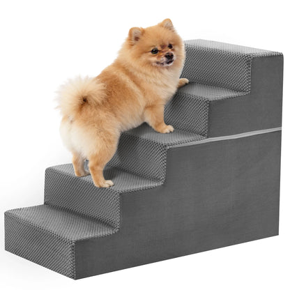 3-5 Step Right Angled Foam Dog Stairs Ramp for Small Dogs. Non-Slip Indoor Pet Ladder Ramp Stairs for Home.  3 Step, 4 Step and 5 Step Options Available.