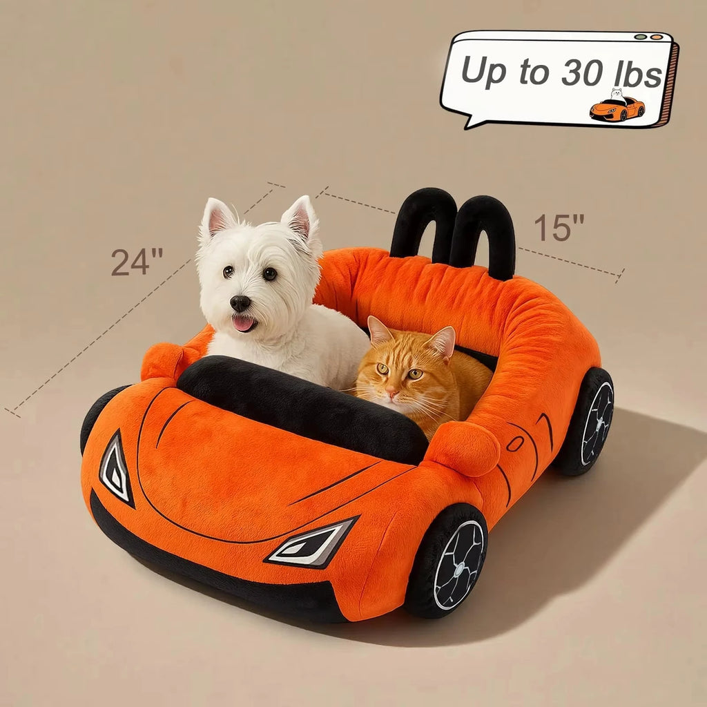 Cute Cat and Kitten Bed.  Soft,  Cozy,  Small Dog Bed with a Pillow and a Washable Pet Mat.  It's the  Puppy and Kitty Funny Supercar Cat Toys. For Pets under 30 lb.