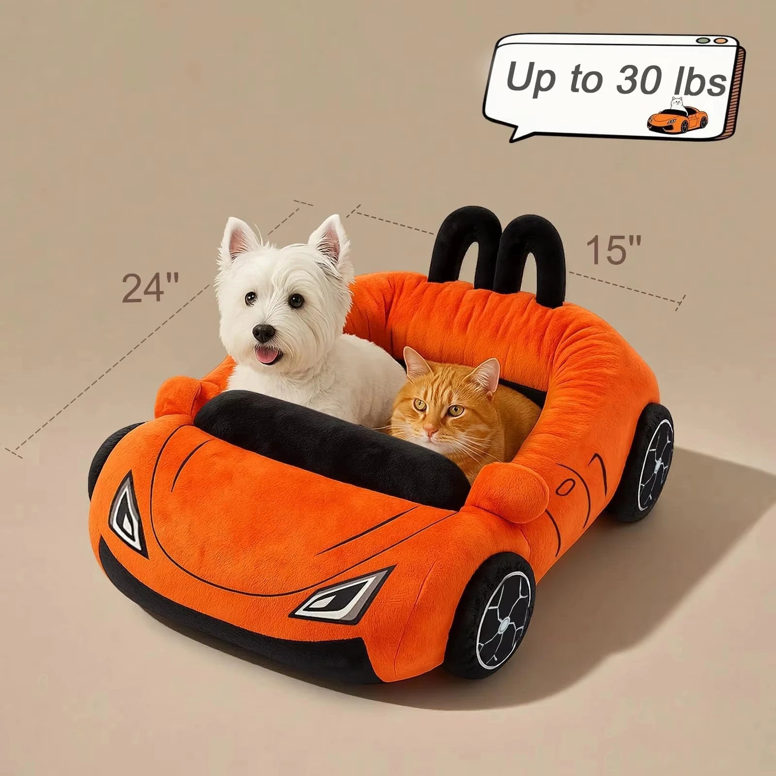 Cute Cat and Kitten Bed.  Soft,  Cozy,  Small Dog Bed with a Pillow and a Washable Pet Mat.  It's the  Puppy and Kitty Funny Supercar Cat Toys. For Pets under 30 lb.