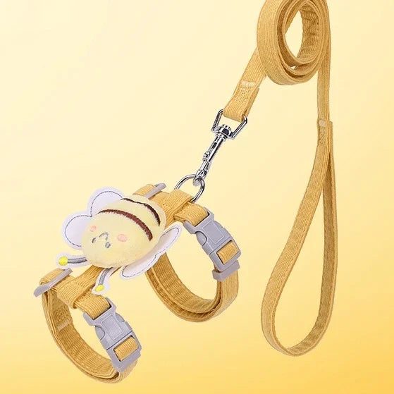 Pet Harness Leash Collar Set Cartoon Bee.