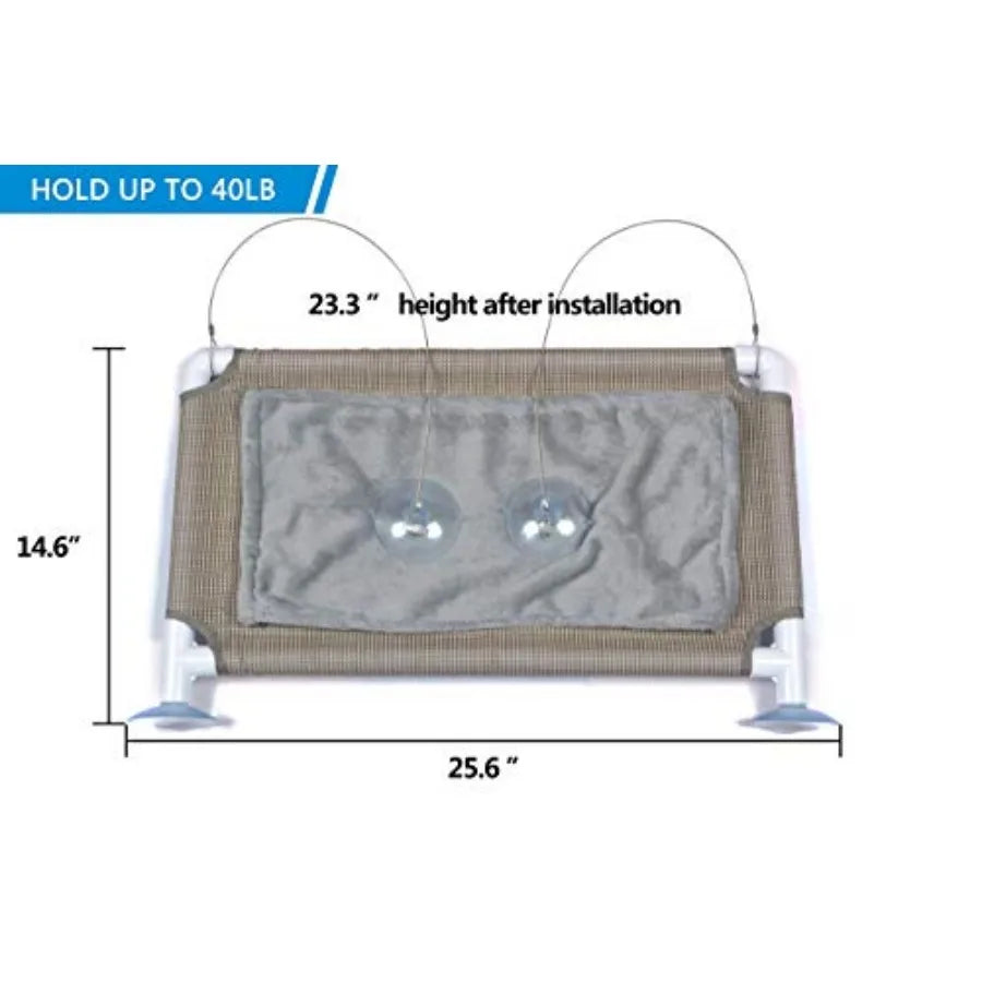 Cat Window Hammock, Waterproof Cats Window Perch, for Large Cats.  Hammock with Flannel Cover, 2 Suction Cups.