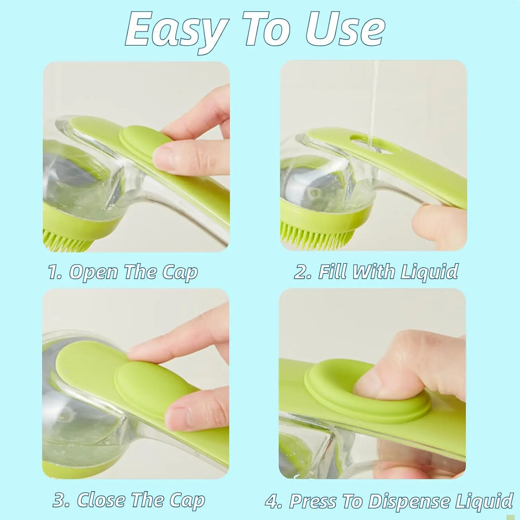 Pet Bath Brush with Shampoo Dispenser.