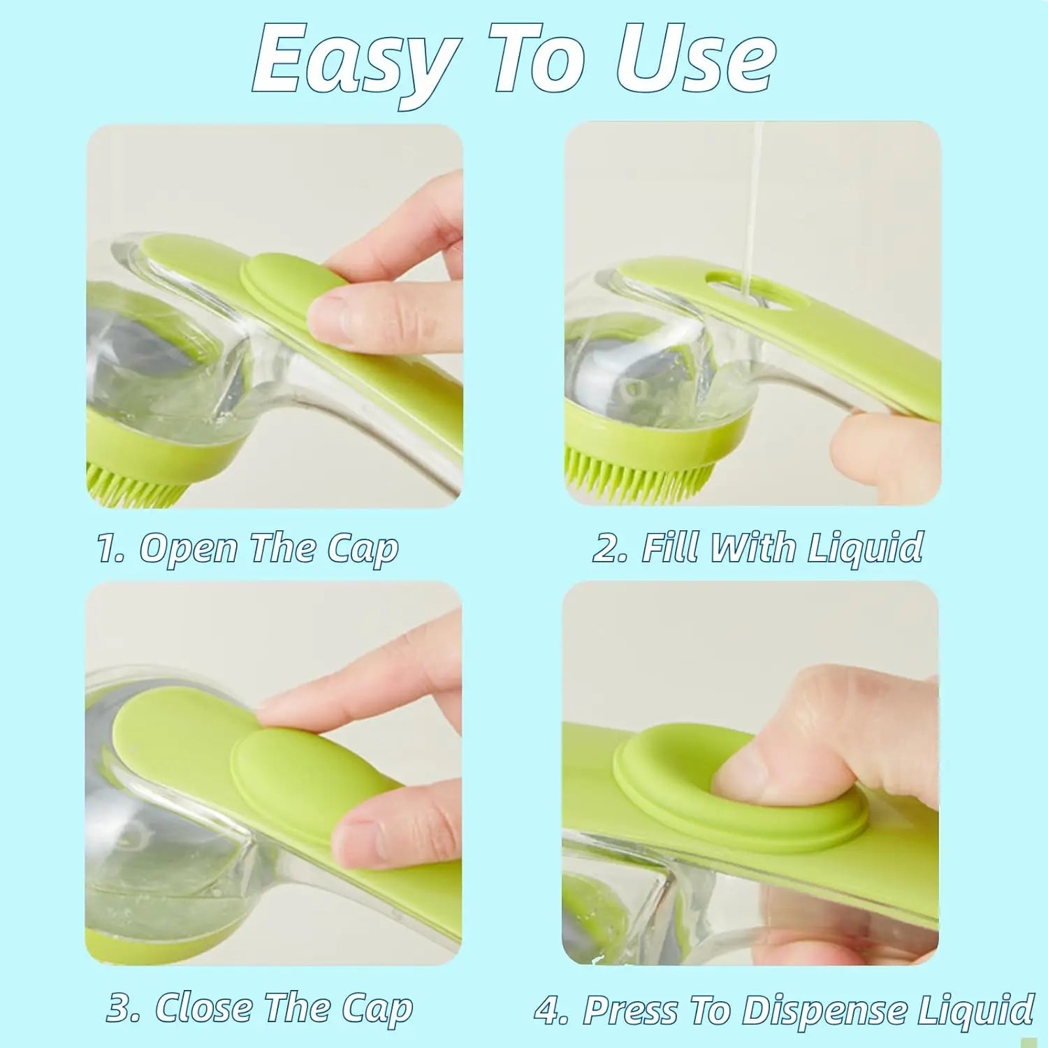 Pet Bath Brush with Shampoo Dispenser.