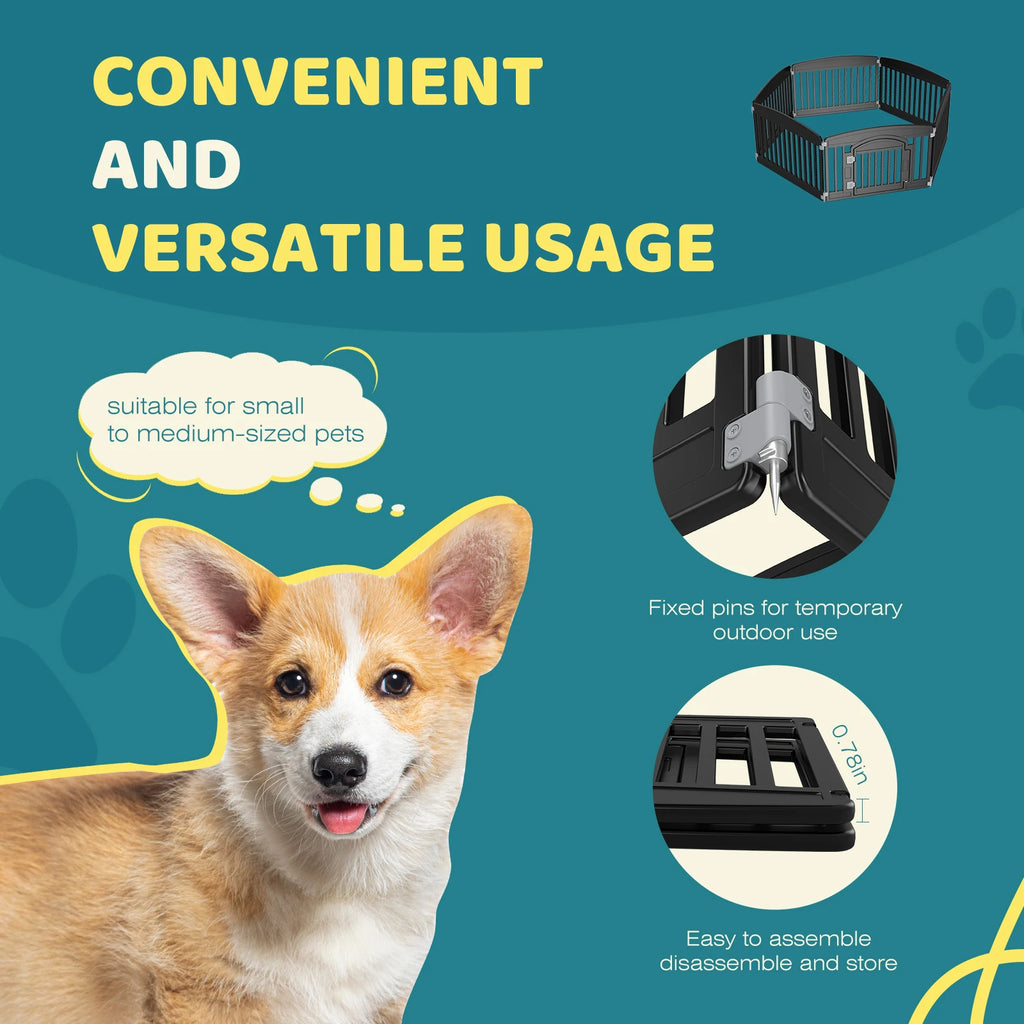 Plastic Dog Playpen 24 IN for Medium Dogs Indoor/Outdoor Folding Portable Puppy Playpen.