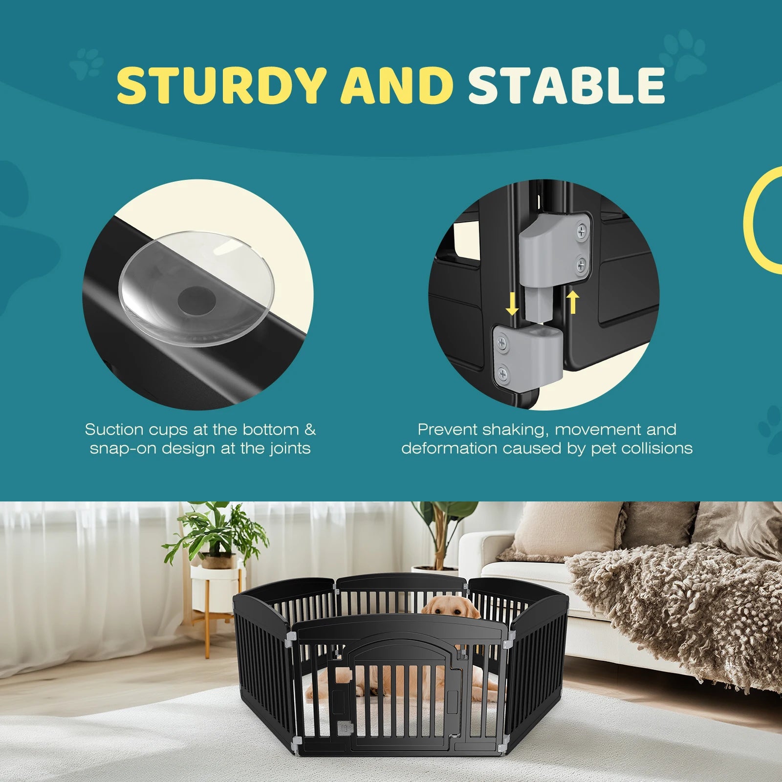 Plastic Dog Playpen 24 IN for Medium Dogs Indoor/Outdoor Folding Portable Puppy Playpen.