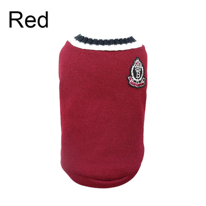 Winter Warm Dog Sweater College Style V-neck.