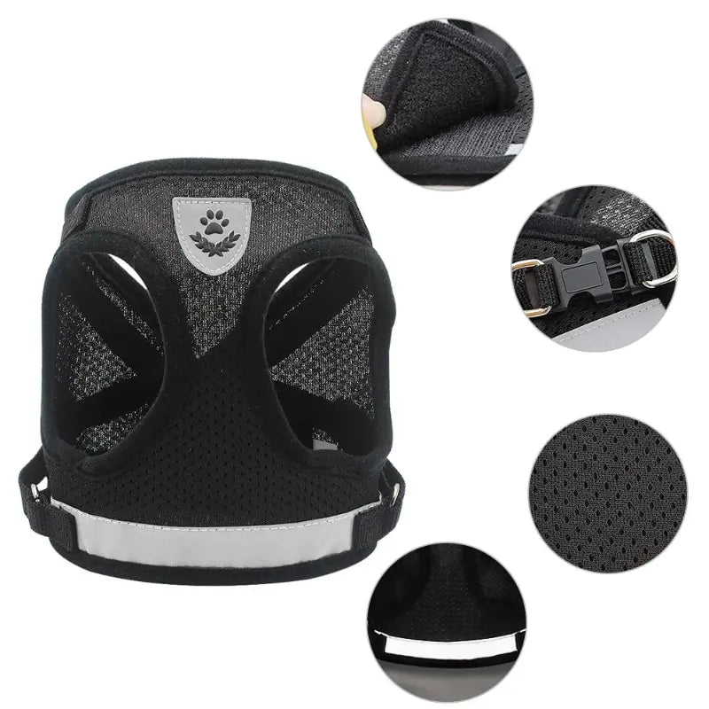 Pet Leash, Undershirt Harness,  Breathable Mesh.  Adjustable,  Easy Control,  Reflective Undershirt Dog Harness Collar.