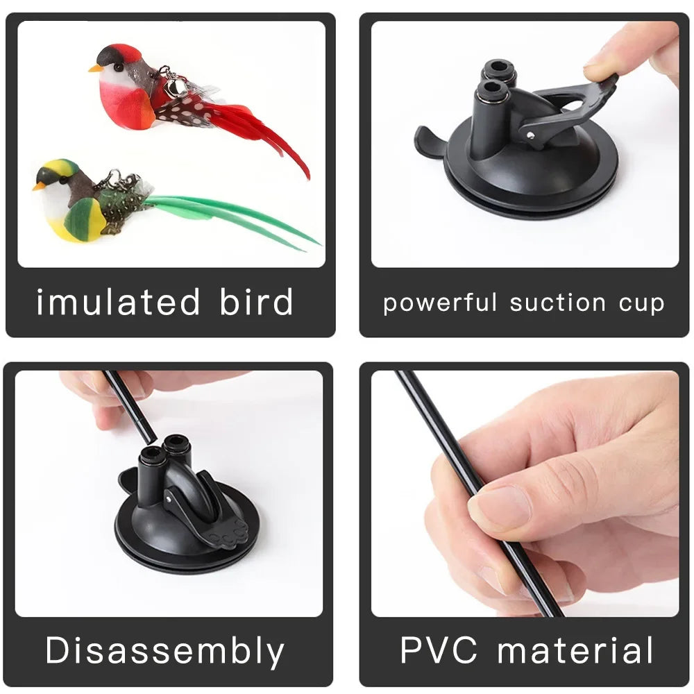 Anti-chewing metal telescopic cat toy stick with multiple replaceable heads and long-lasting durability.