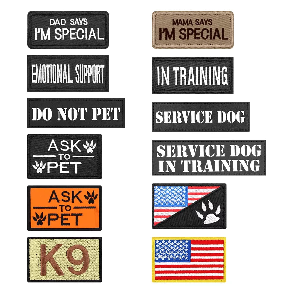 12 Pieces Tactical Patch Bundle for Dog Vest Harness.
