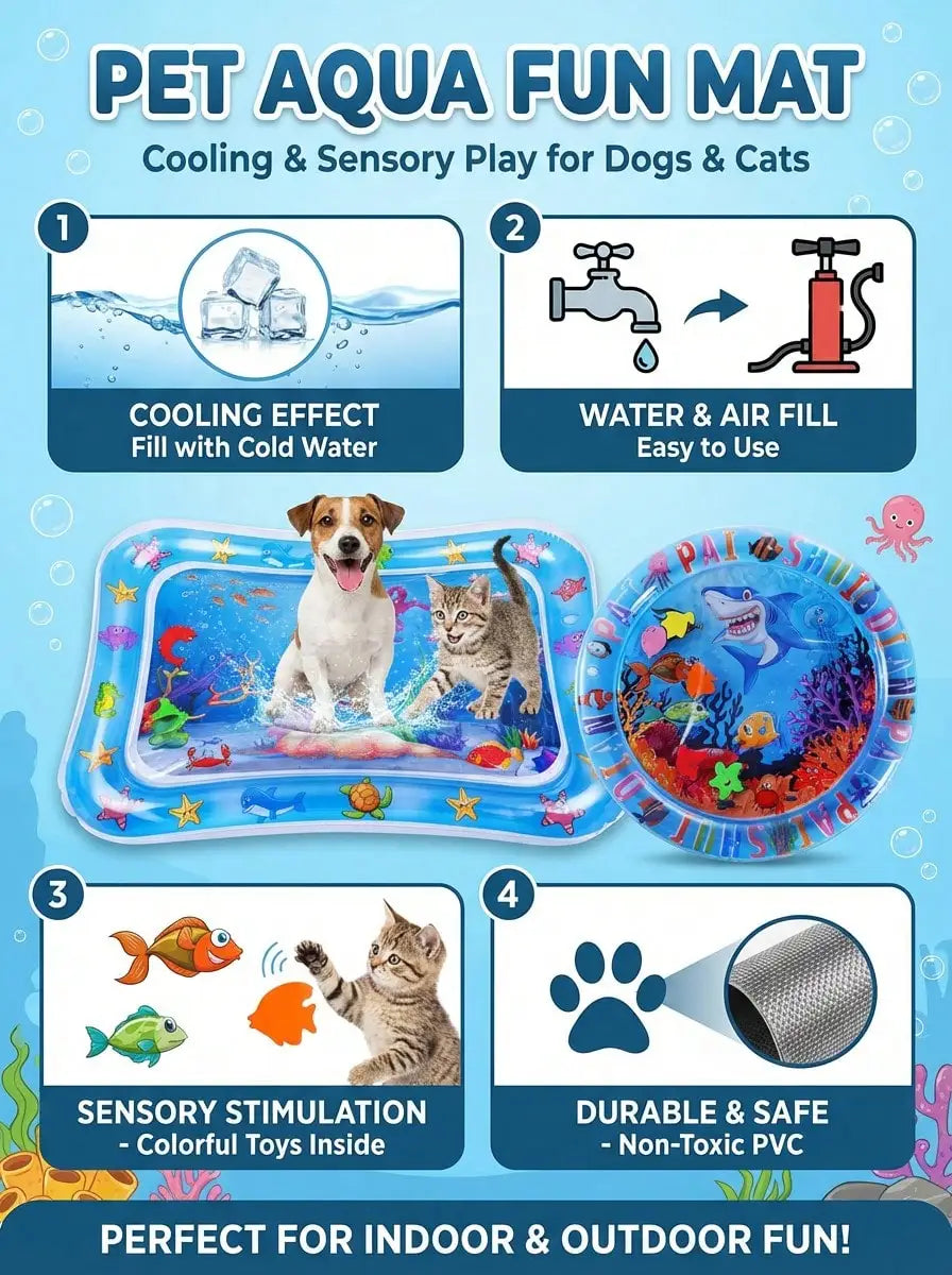 Water Filled Inflatable Round And Square Cat and Dog Water Sensory Play Mat.