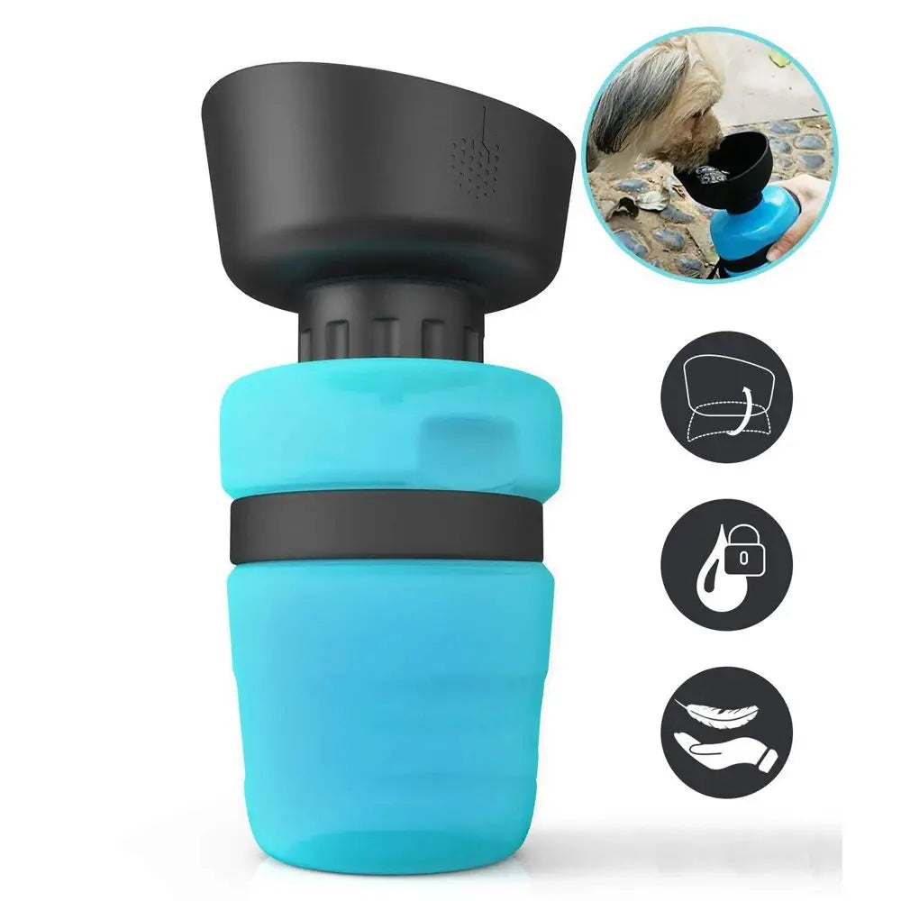 Portable Large (500 ml) Capacity Pet Outdoor Drinking Bowl.  Dog Water Bottle, Foldable Bowl, and Leak-Proof, Water Bowl.