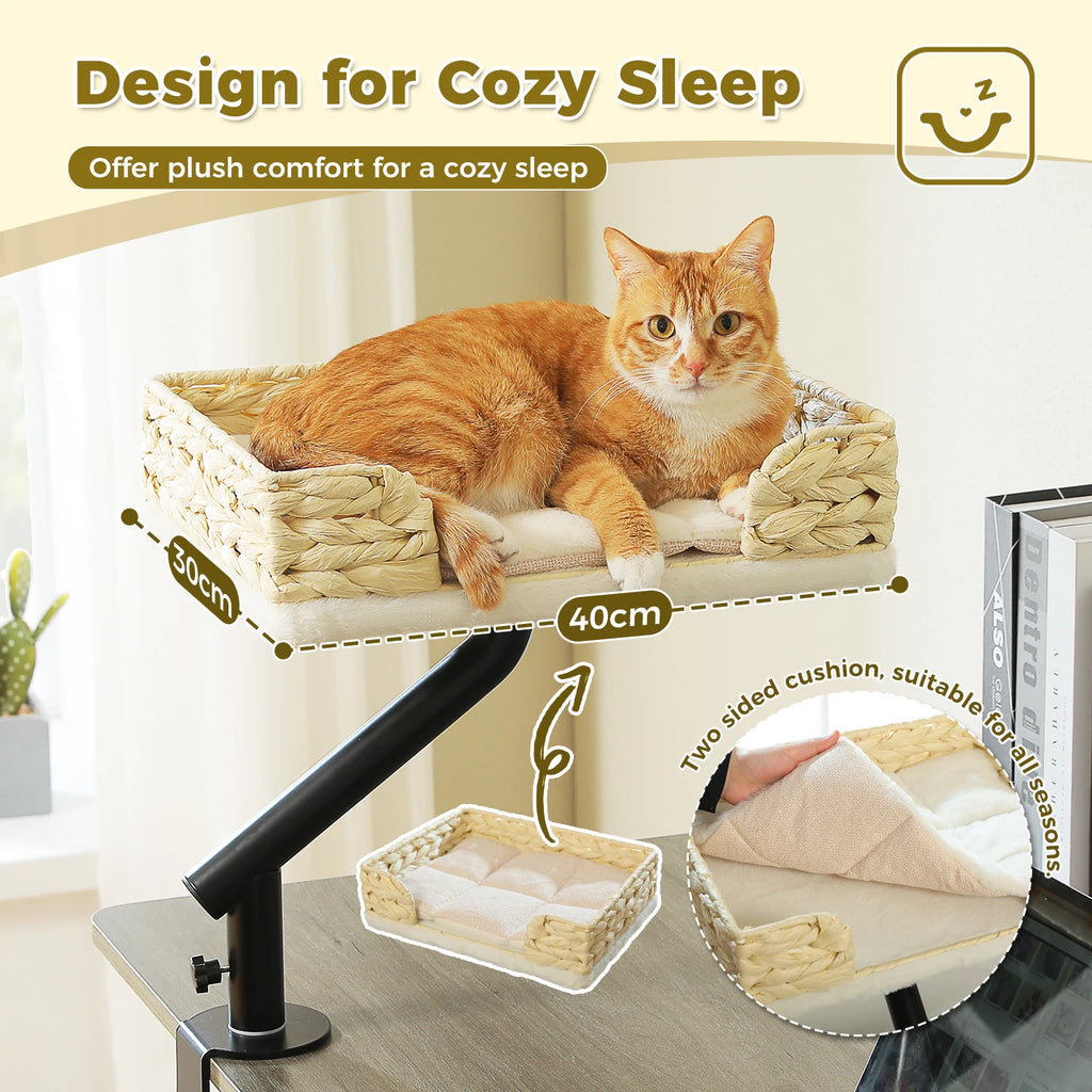 Cat Desk Bed, 360° Rotatable Cat Bed Stand for Indoor Cats.