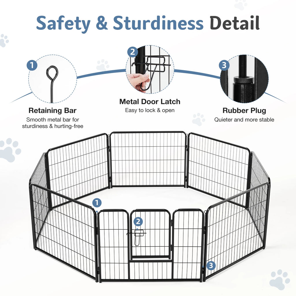 Metal Panels Outdoor Playpen for Large Dogs, Puppies, Cats and Kittens.