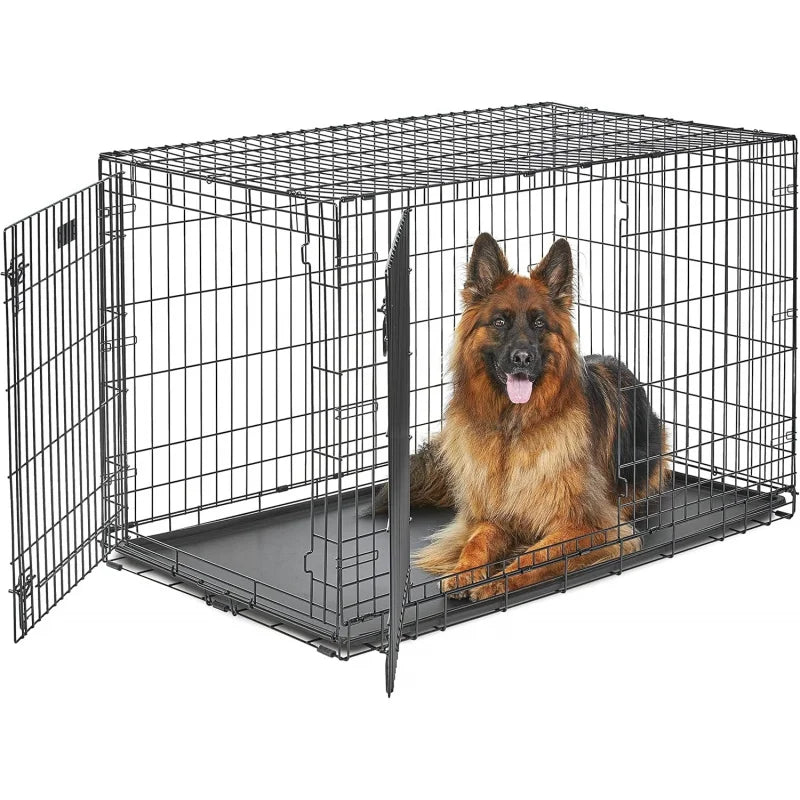 Folding Dog Crate-Large Breeds Heavy-Duty with Divider Panel.