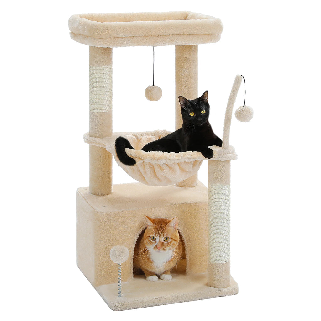 Cat Tree with Cat Condo, Scratching Post,  Hammock, Perch, Cat Tower and Cat Toys for Indoor Cat.
