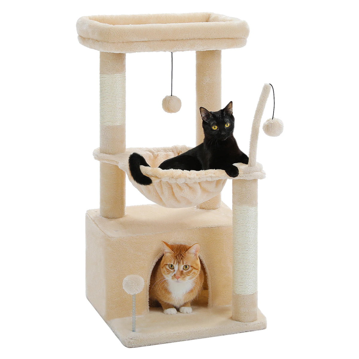 Cat Tree with Cat Condo, Scratching Post & Hammock