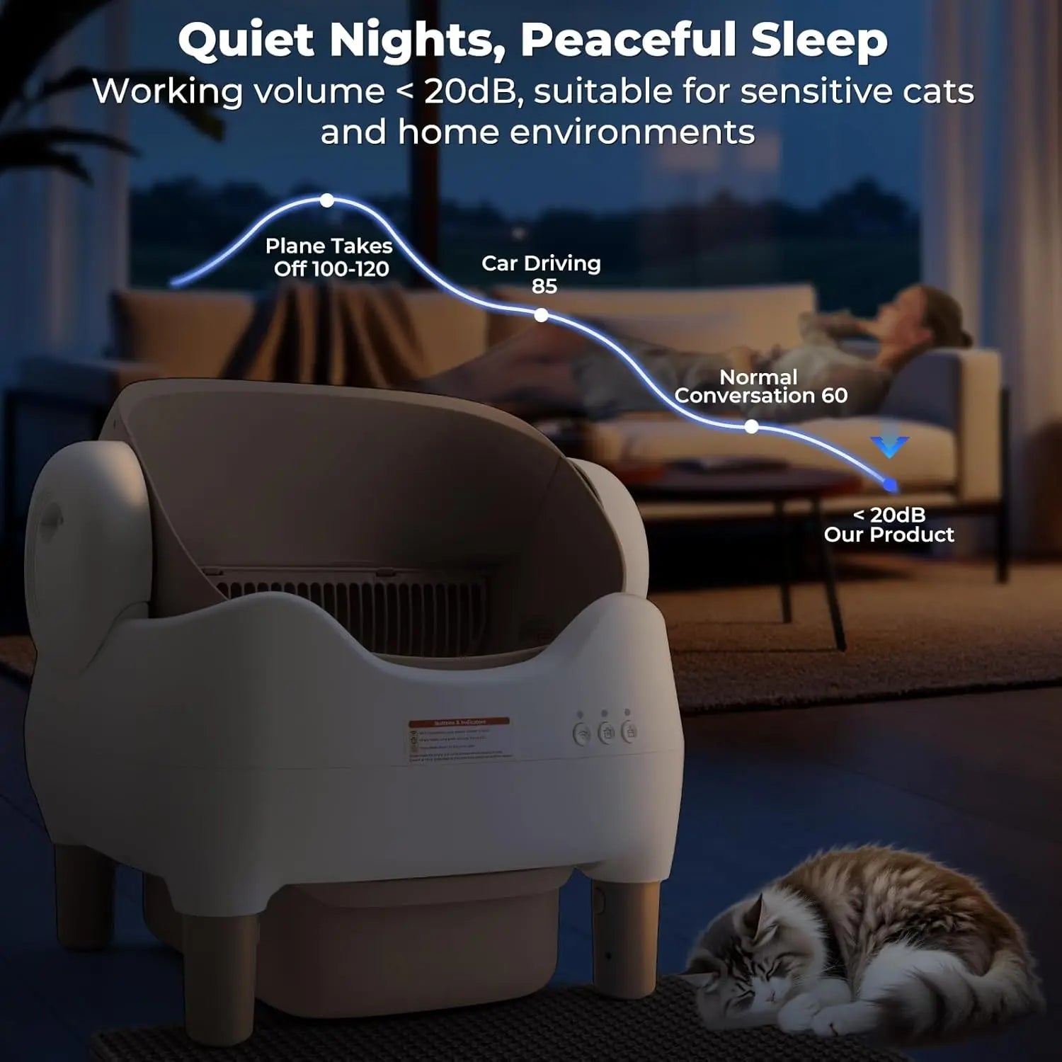 Automatic XL Litter Box, Self Cleaning Cat Litter Box, Smart with Wi-Fi App.