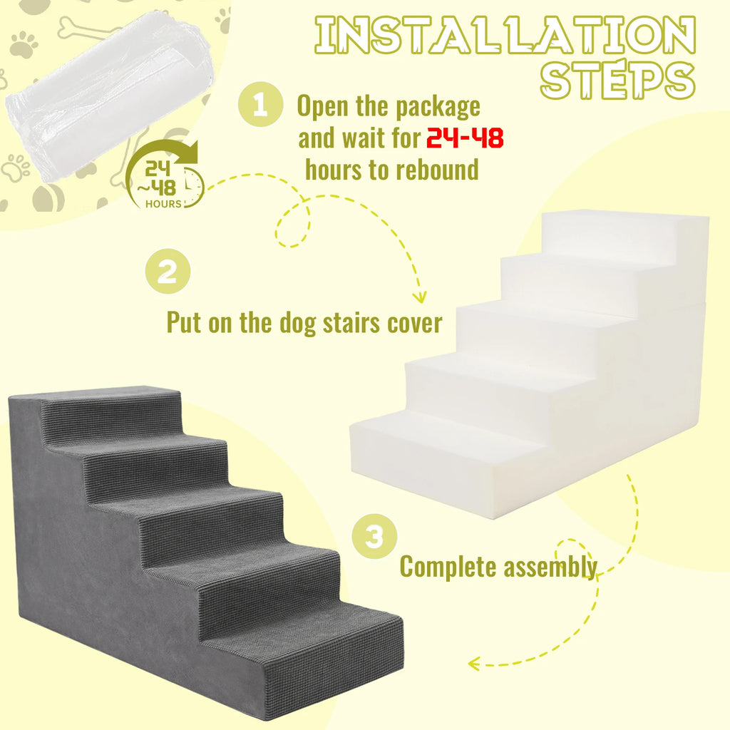 4-Tier/5-Tier Pet Stairs For Small Dogs and Cats,