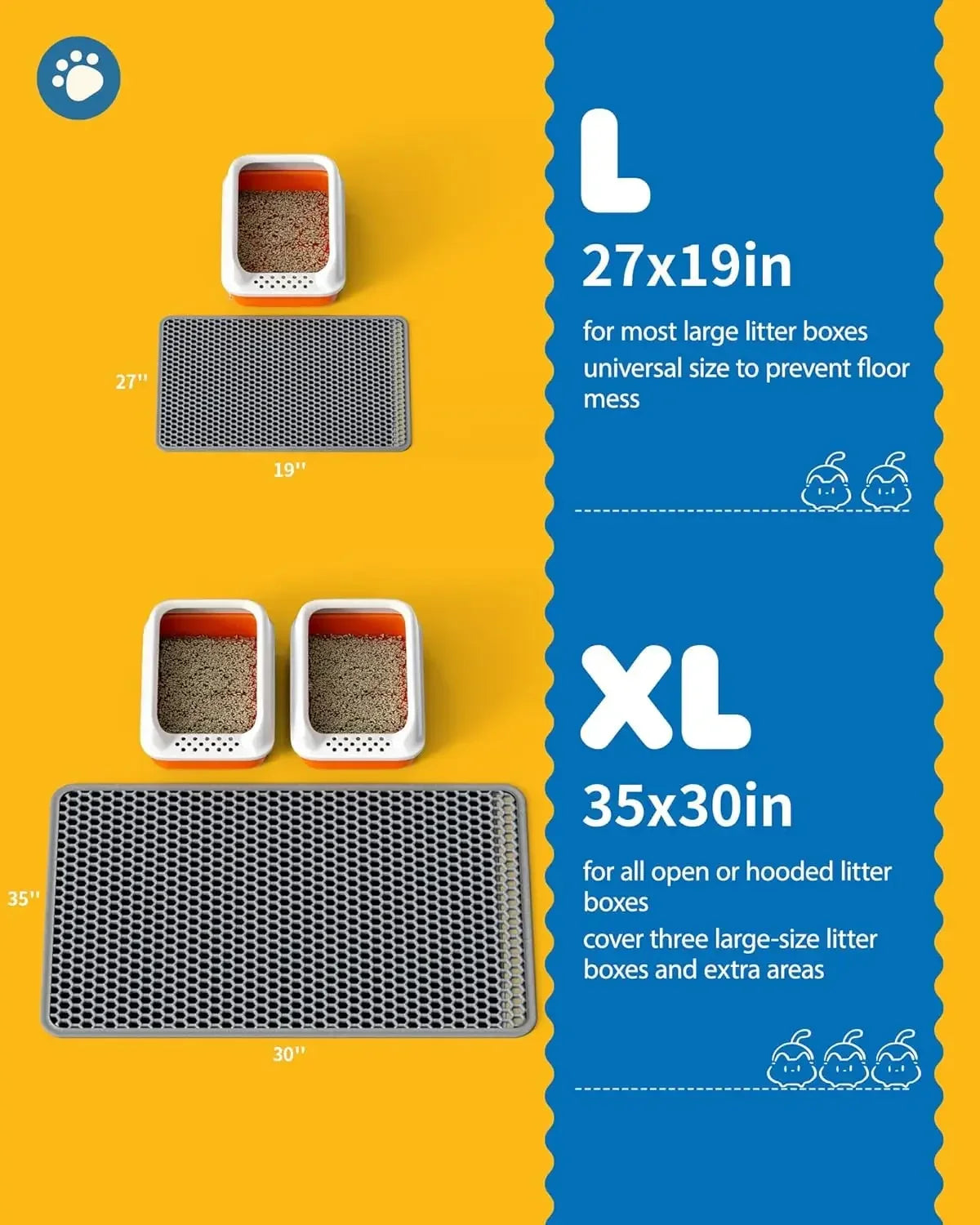 Ultra-Large Litter Box Mat with Double Layers.