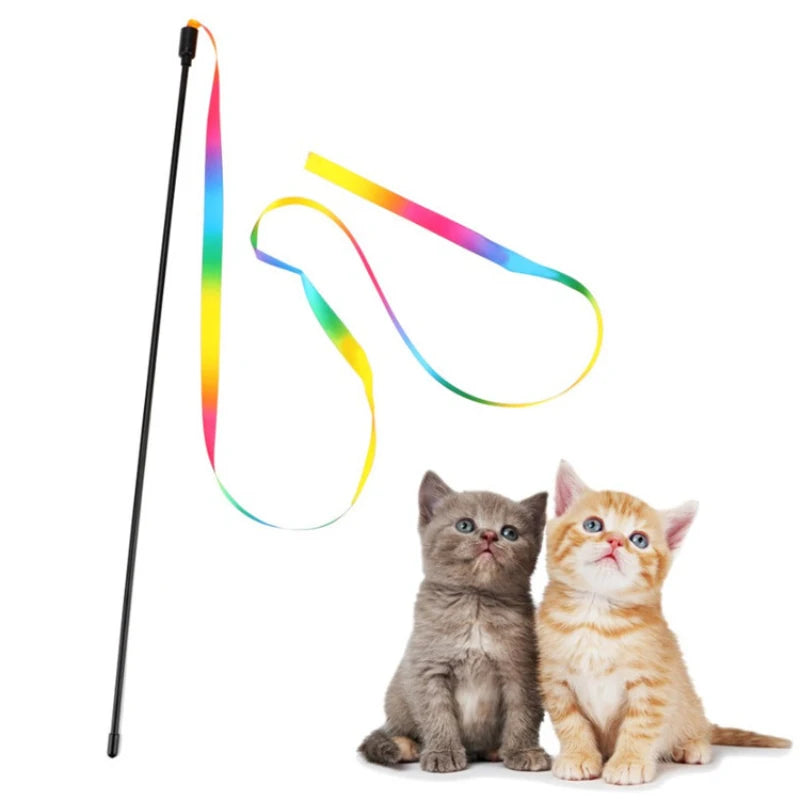 Cat Teaser Wands Cute and Funny Rainbow Strips.