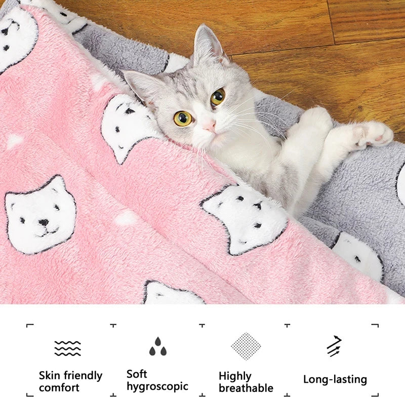 Thick Cat Mat Breathable Flannel Cat Sleeping Mat.  Soft Dog Cushion for Small Dog;  Winter Warm Cat Blanket.