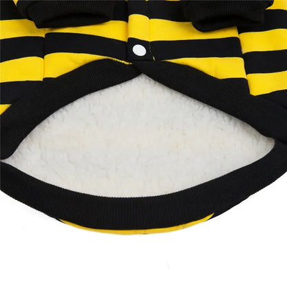 Striped Winter Cotton Dog Coat with Hoodie for Small Dogs and Puppies.