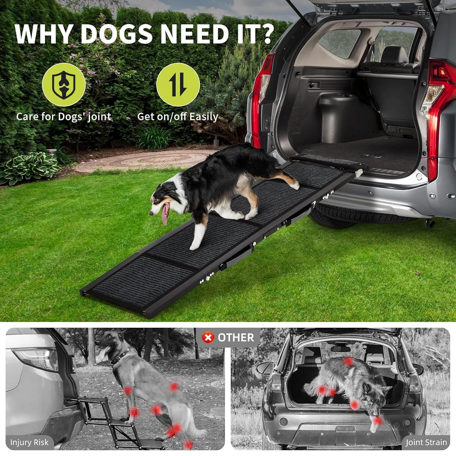 Folding Dog Car Ramp For Large Dogs up to 250 lbs.