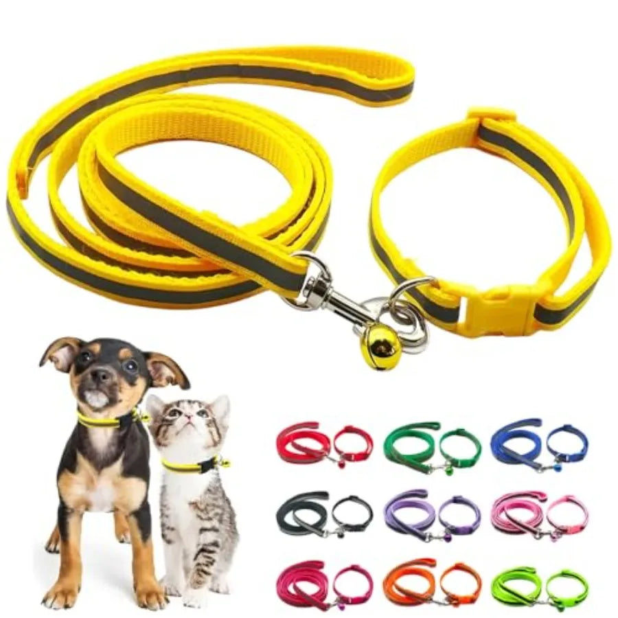 Reflective Collar and Leash Set for Cats, Small Dogs & Puppies.