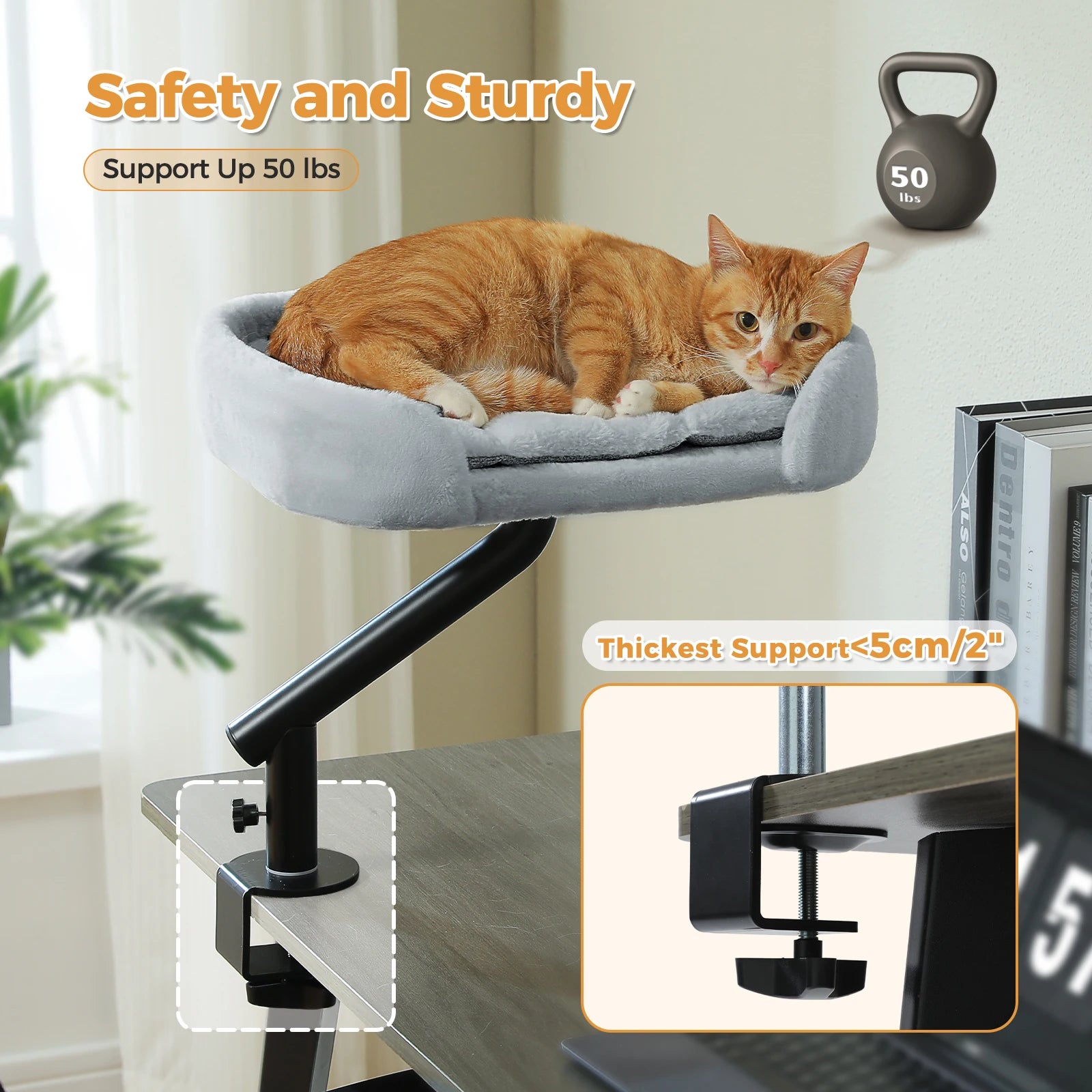Cat Desk Bed, 360° Rotatable Cat Bed Stand for Indoor Cats.