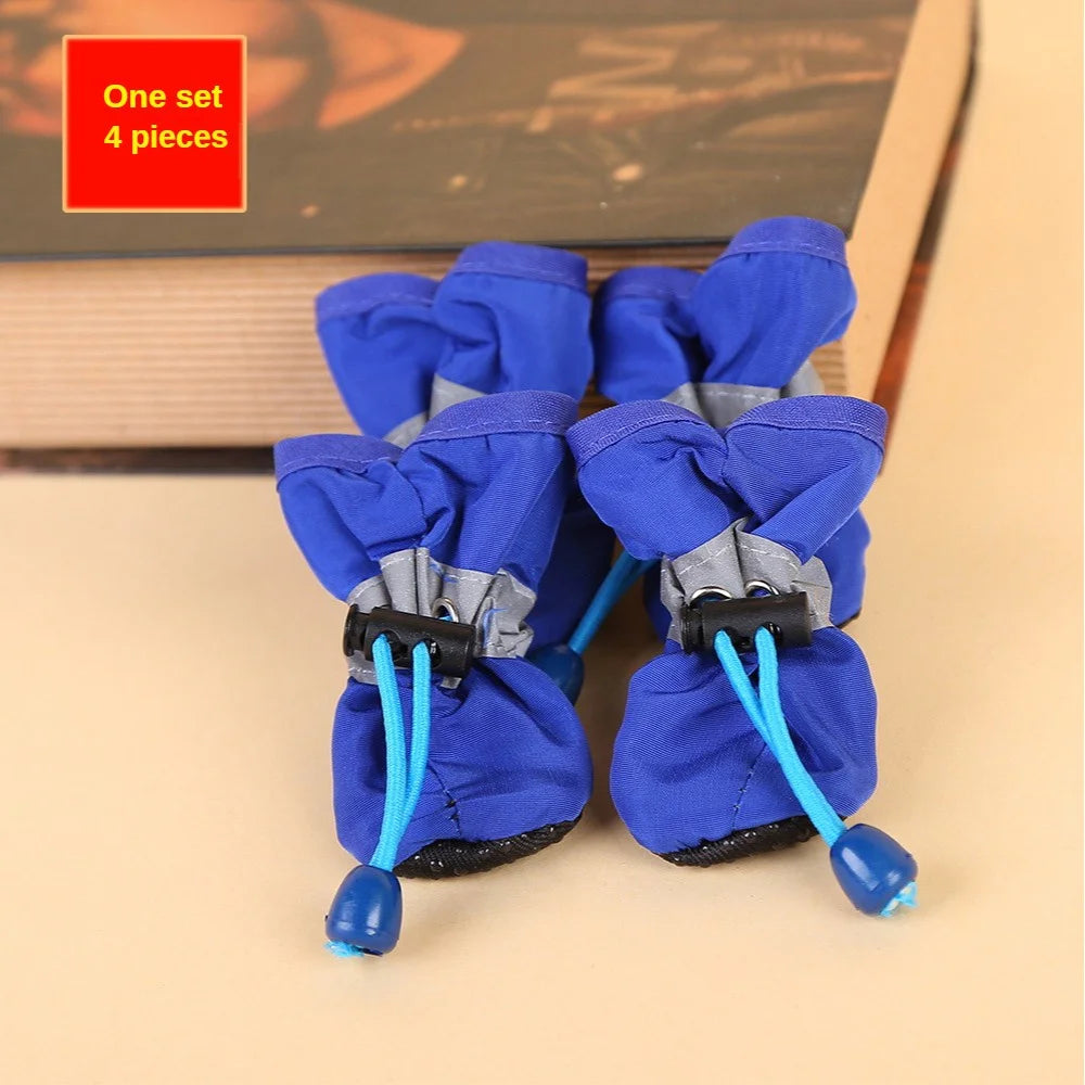4pcs Water-Resistant Dog Shoes For Small Dogs,  Outdoor rain boots for dogs.