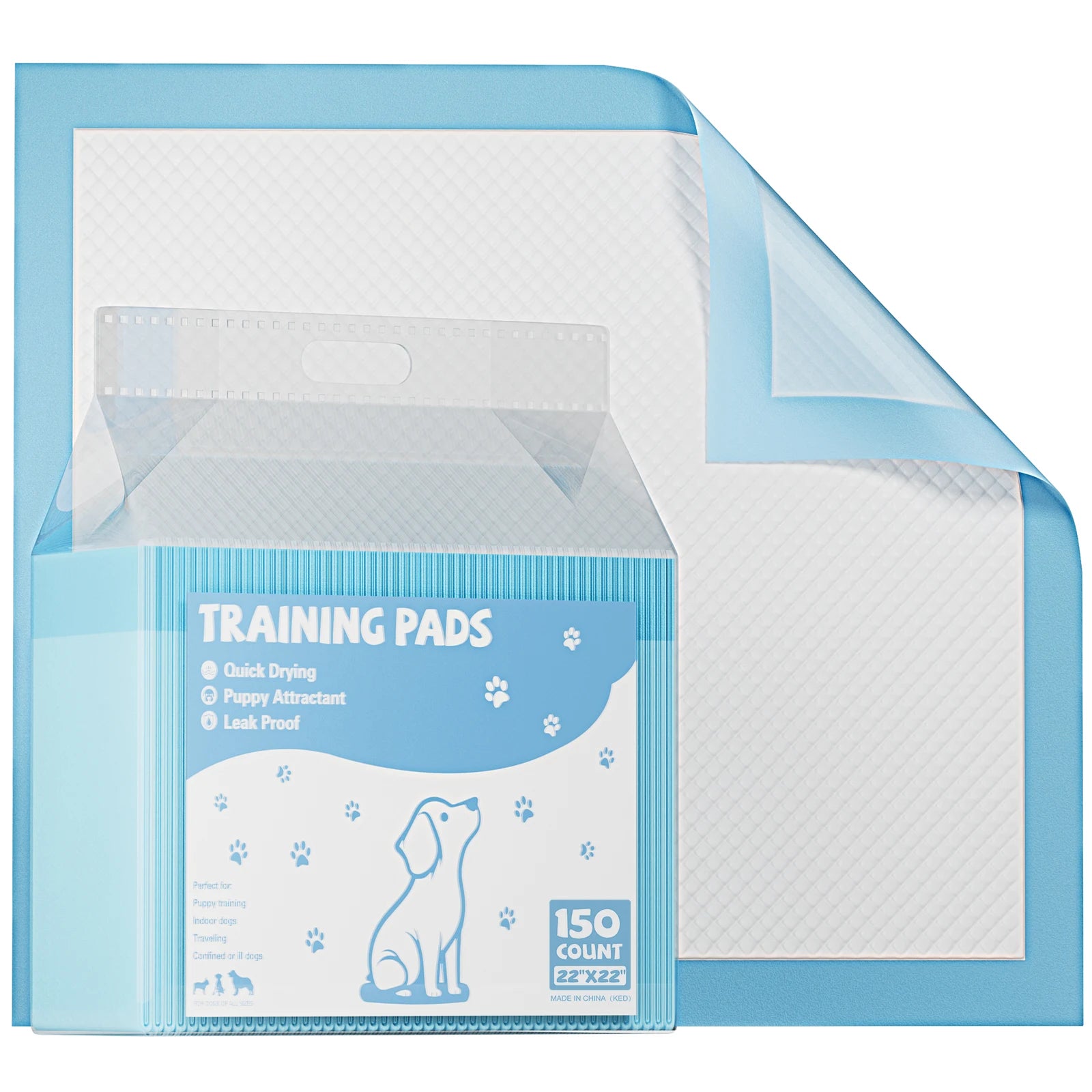 150 Count 22" x 22" Super Absorbency Disposable Leakproof Quick Drying Pee Pads for Puppies and Dogs.