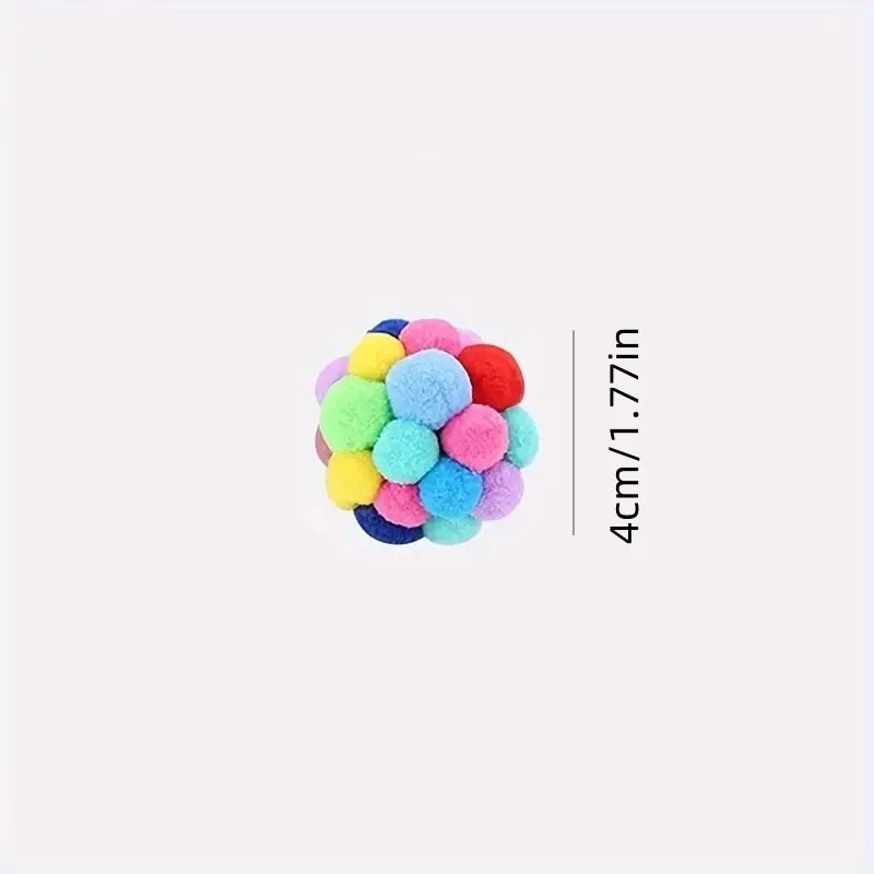 1/3 Total  Pieces of Cat Toys -  Plush Balls, Elastic Bell and Colorful Woolen Balls.