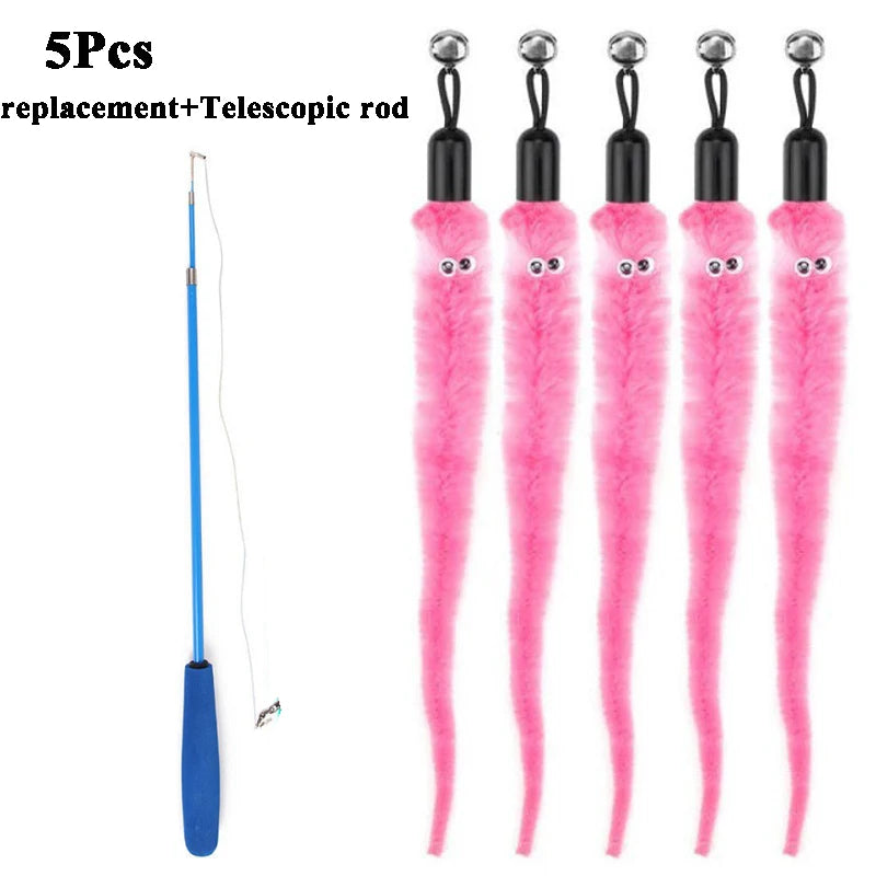 Replace Plush Cat Toy Worms, and Stick