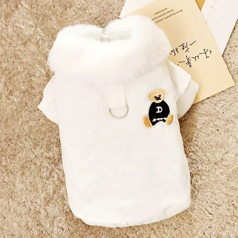 Fashion Bear Print Down Jacket for Small Dogs, Puppies and Cats.