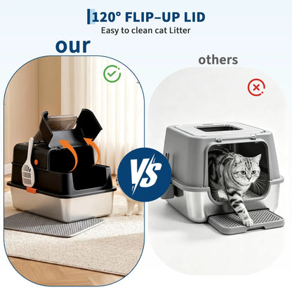 Enclosed XL Litter Box With Lid & Scoop.