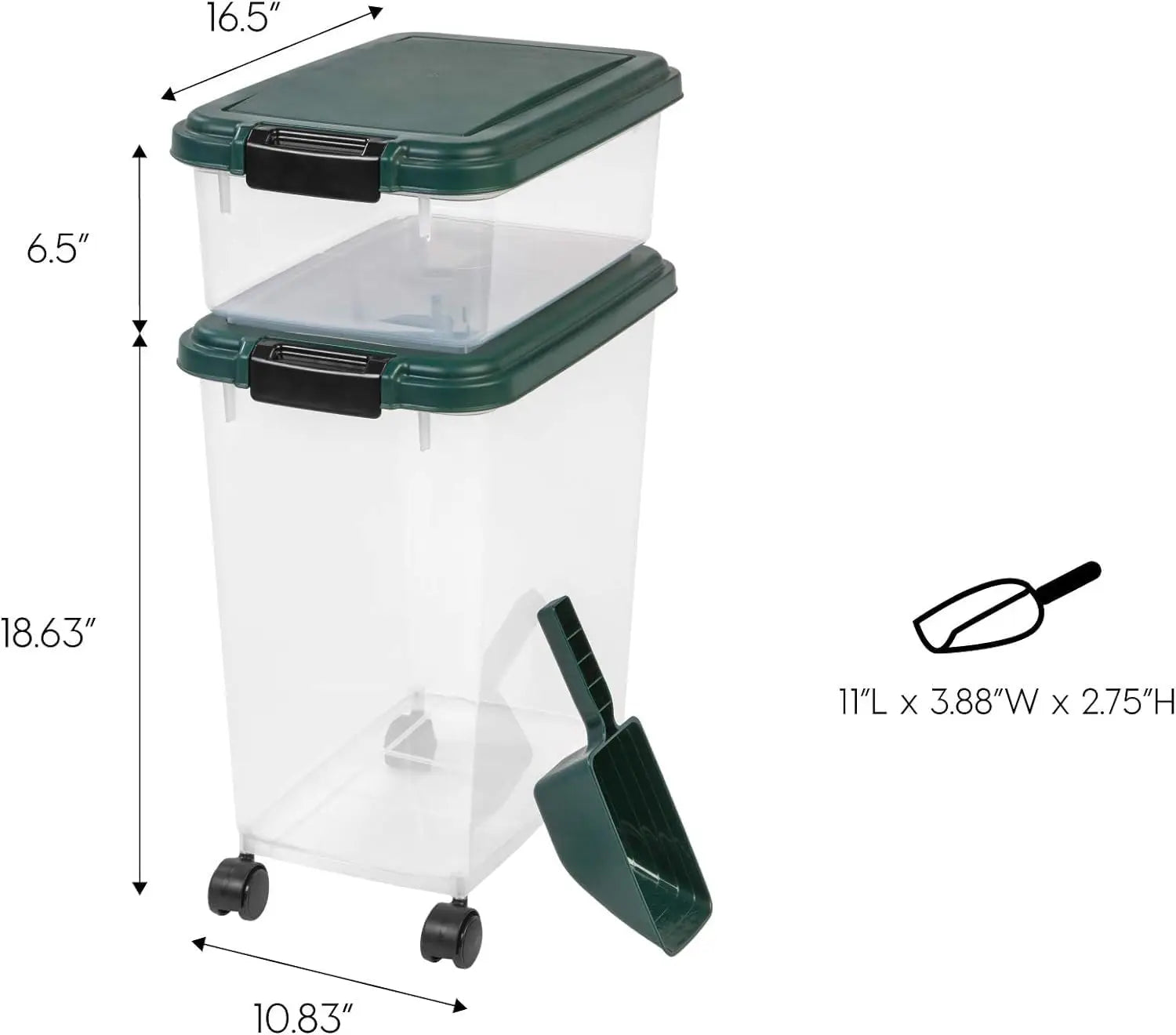 Dog Food Storage Container with Treat Box & Scoop.
