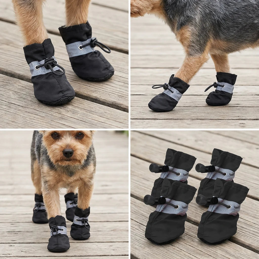 X-Small Dog Shoes Waterproof Durable Boots for 3-4 lb. Tiny Dogs,  Secure Fit.