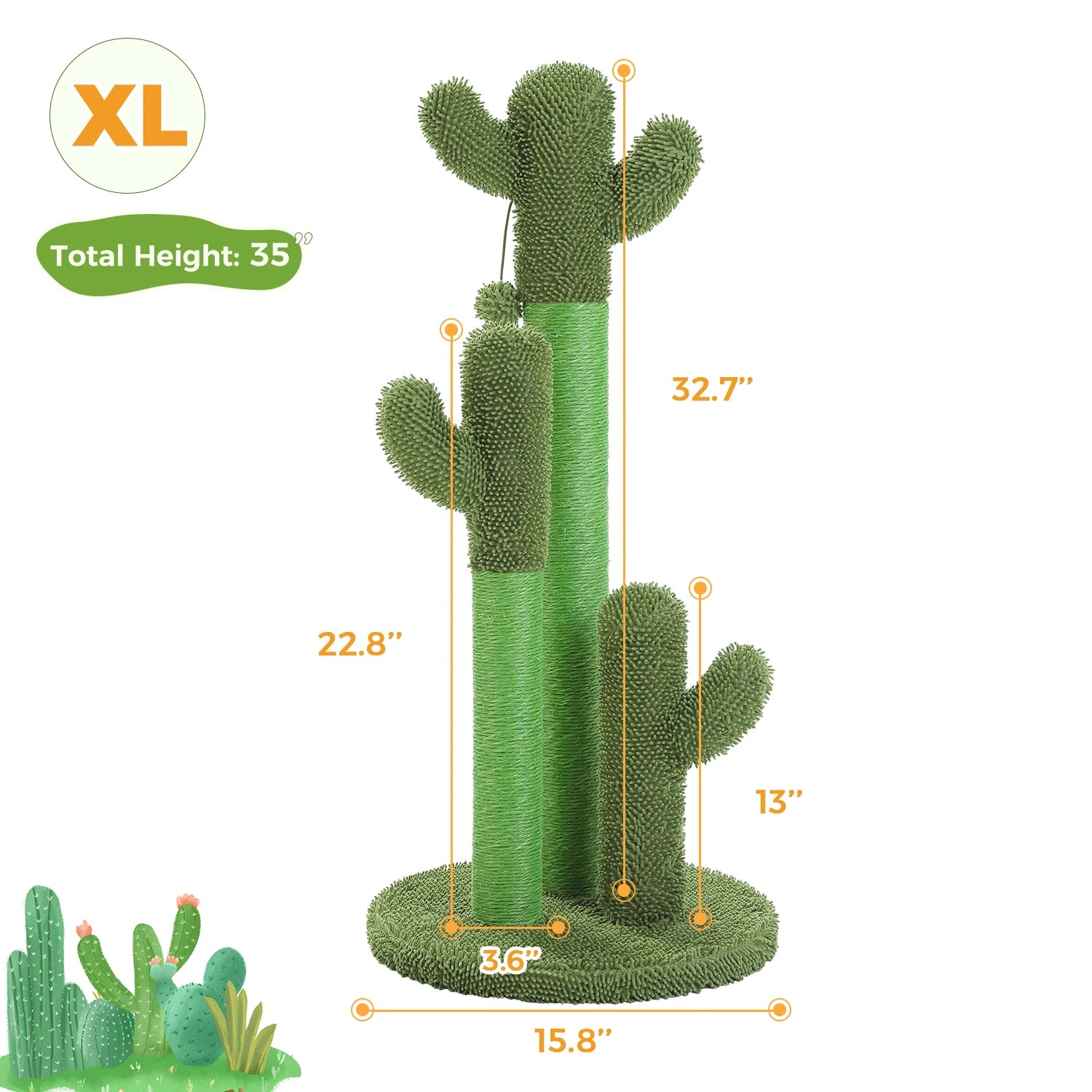 Cactus Cat Tree with Large Condo, Hammock, Dangling Ball, Small Cat Tower, Cat Scratching Post for Indoor Cats.  Limit 8.7 lb.