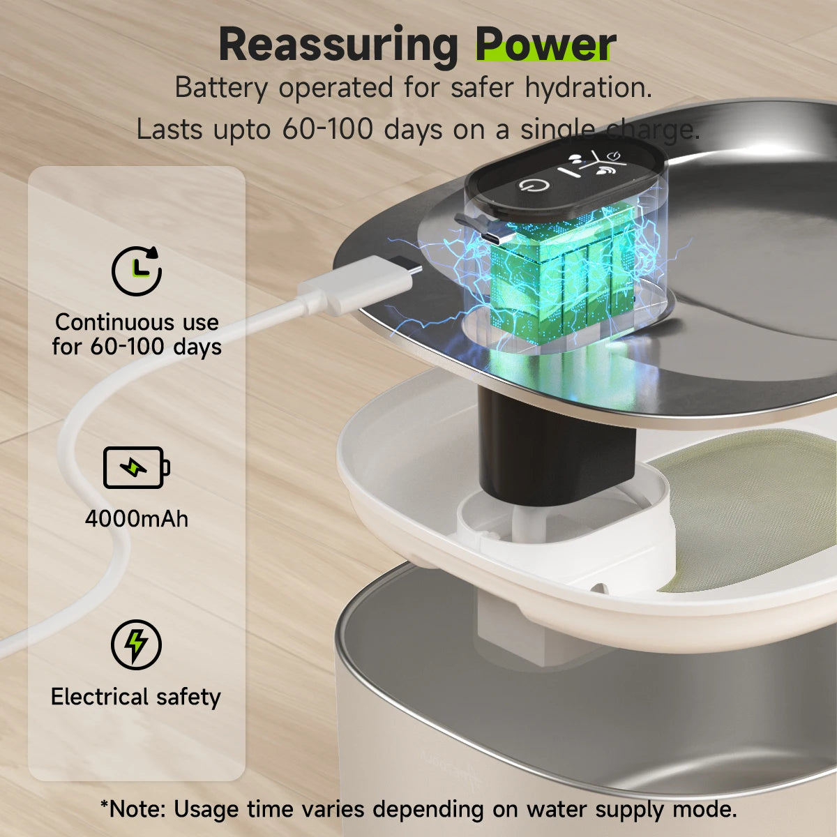 Wireless Water Fountain for Dogs and Cats, Auto Sensor Drinking Fountain, Pet Water 4L Dispenser Accessory.