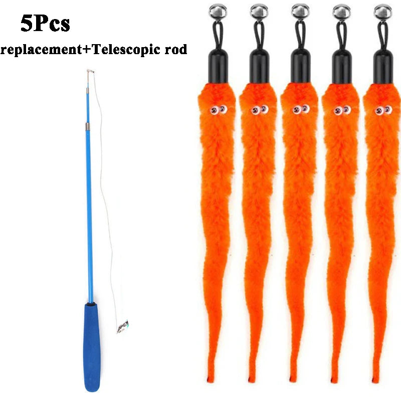 Replace Plush Cat Toy Worms, and Stick