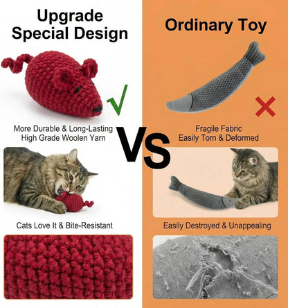 Handmade Yarn Mice Toys with Catnip.