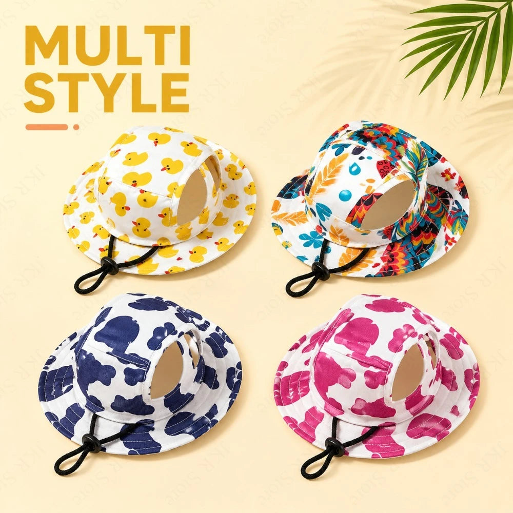 Adjustable Dog Hat Cute Print Cap for Cats, Puppies and Small to Medium Breed Dogs.