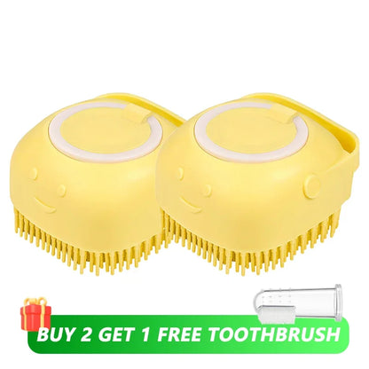 Pet Bathing Brush with Shampoo Dispenser.