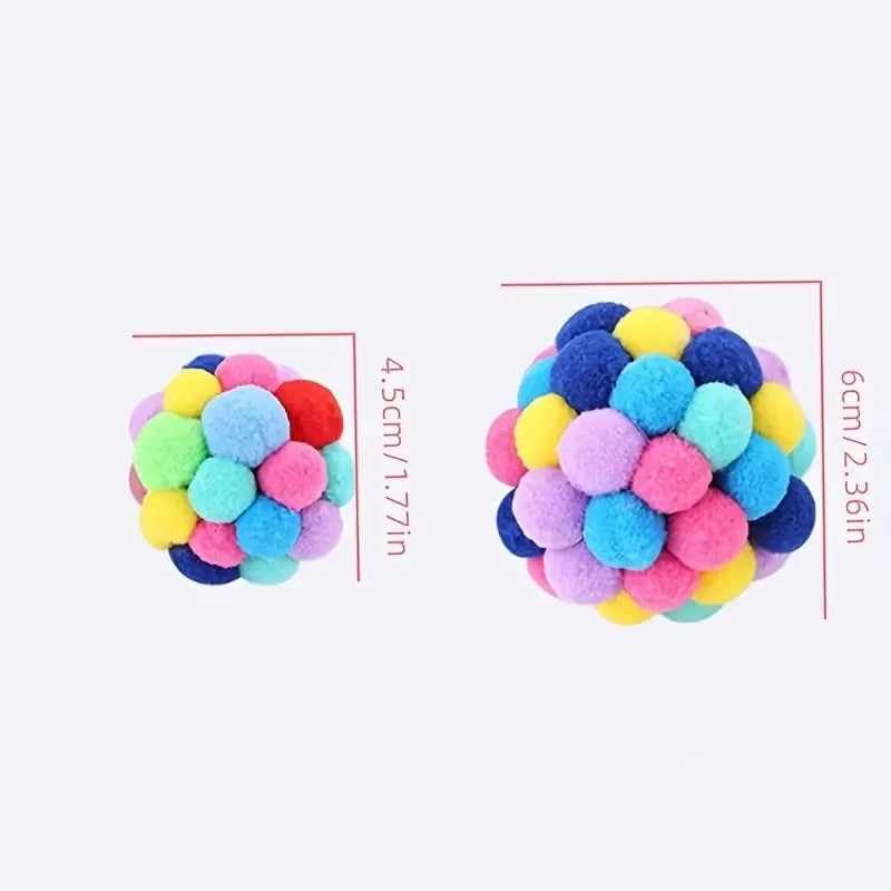1/3 Total  Pieces of Cat Toys -  Plush Balls, Elastic Bell and Colorful Woolen Balls.