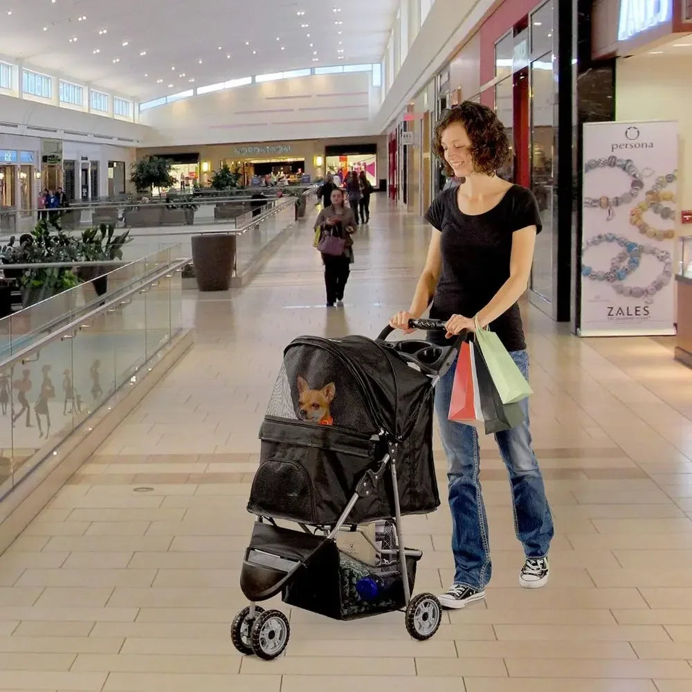 3-Wheel Pet Stroller for Cats, Dogs & More.