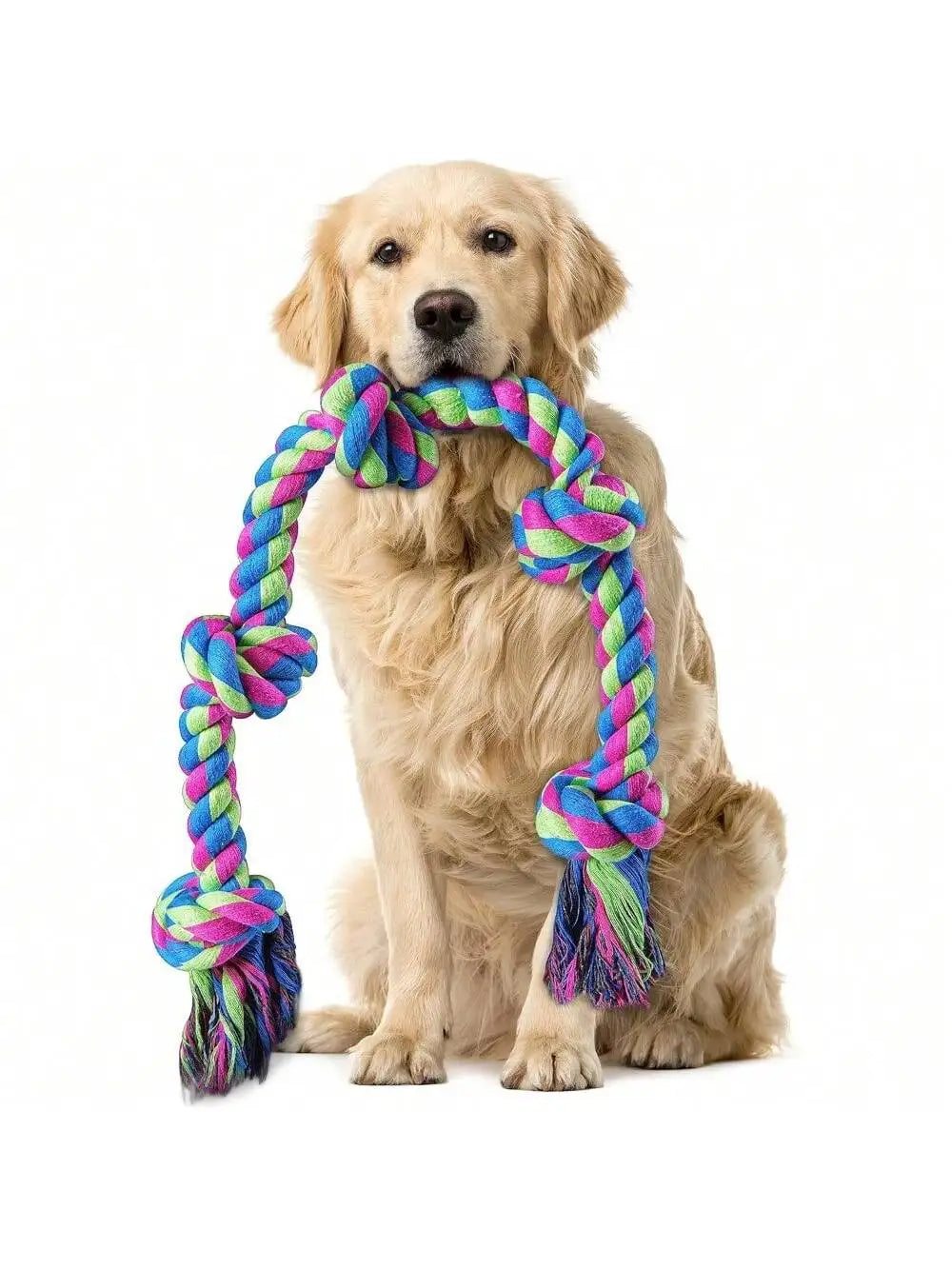 Tough Twisted Rope Toy With 5 Knots for Aggressive Chewers, Interactive Heavy Duty Toys For Medium and Large Dogs.