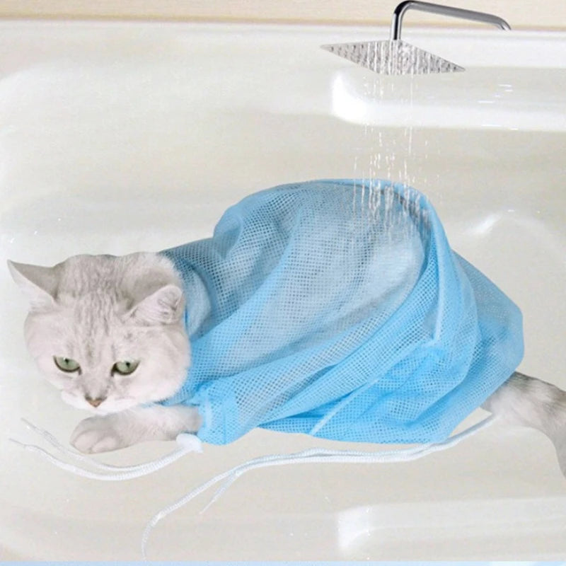 Mesh Cat Grooming Bath Bag Kitten Washing Bag.