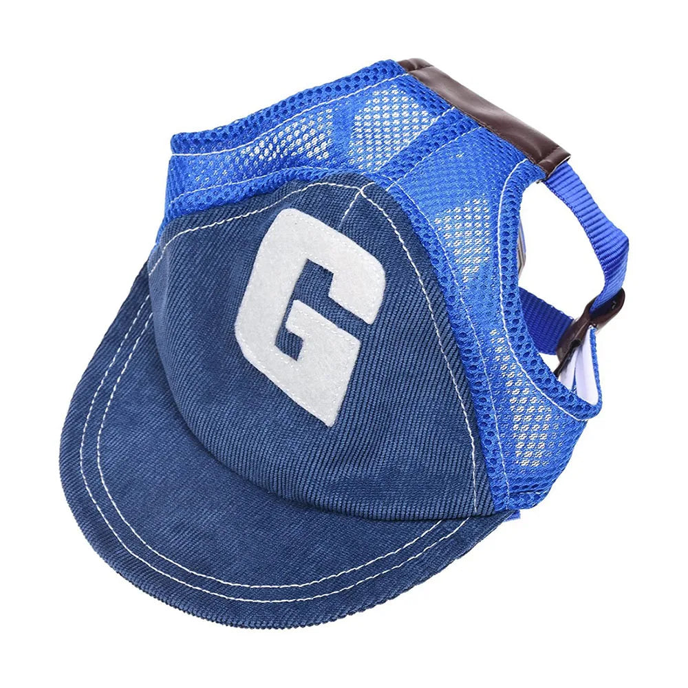 Dog Baseball Sports Hat with Adjustable Ear Holes.  Pet Hat for Small, Medium and  Large Dogs